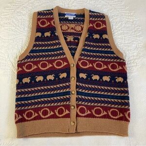 Pendleton vintage wool sweater vest button up farmhouse cottagecore sheep M